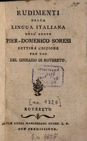 Rudimenti della lingua italiana