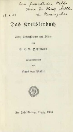 Das Kreislerbuch : Texte, Compositionen und Bilder