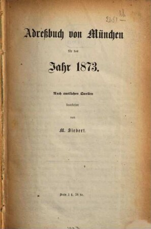 Adreßbuch für München. 1873