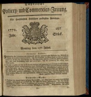 28tes Stueck, Montag den 13ten Julius 1772