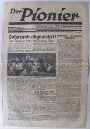 Halbmonatszeitung der RGO "Der Pionier" u.a. über den Ausgang der Reichstagswahl