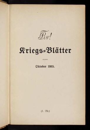1-24, Nr. 1: Oktober 1915