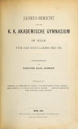 Jahresbericht. 1883/84
