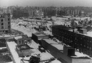 Hamburg-Rothenburgsort. Blick von der Fleischwarenfabrk Pro auf den, während er Bombardierung 1943 zerstörten Stadtteil