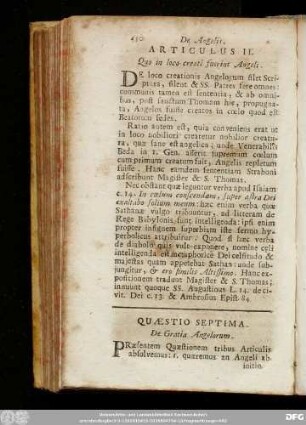 Quaestio Septima. De Gratia Angeliorum.
