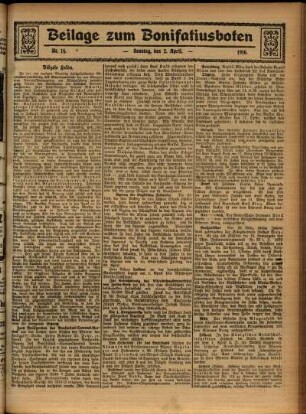 Zweite Ausgabe vom Sonntag, den 02. April 1916.