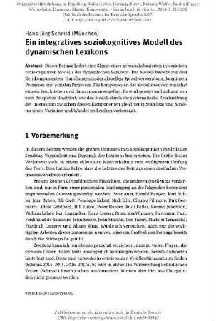 Ein integratives soziokognitives Modell des dynamischen Lexikons