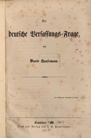 Die deutsche Verfassungs-Frage