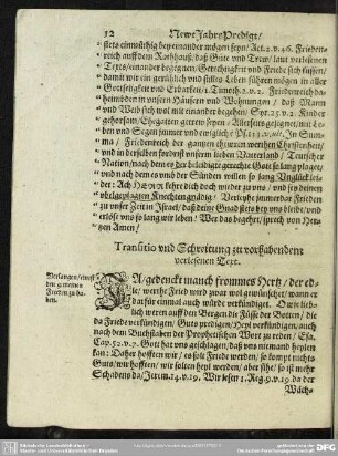 Transitio und Schreitung zu vorhabendem verlesenen Text