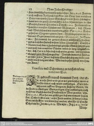 Transitio und Schreitung zu vorhabendem verlesenen Text