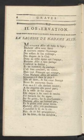 II. Observation.