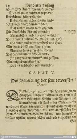 CAPUT V. Die Bereitung der schneeweissen Dianae.