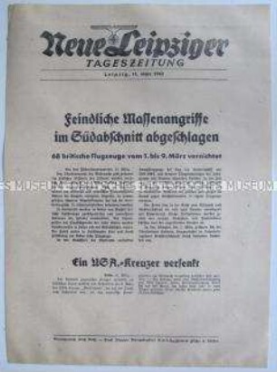 Extrablatt der "Neuen Leipziger Tageszeitung" zu sowjetischen Gegenangriffen im Südabschnitt und Kämpfen im Pazifik