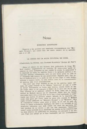 La crisis de la alta cultura en Cuba : (Conferencia, La Habana, 1925. Sociedad Económica "Amigos del País")