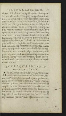 Quae Requirantur In Oratore. Cap. V.