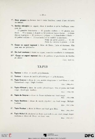 Tapis, Tapisseries (Nr.81-97)