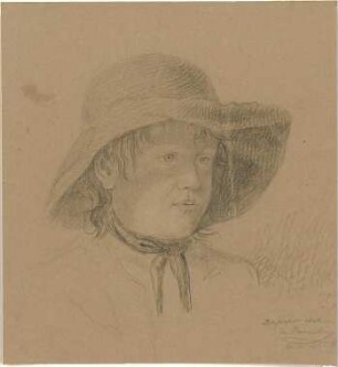 Gärtner, Friedrich von; Kopfstudie - Portraitstudie eine Knaben mit Hut