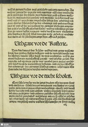 Uthgave vor de tucht scholen