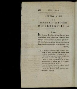 Sectio XLIII. De Hominis Nati et Nascendi Differentiis
