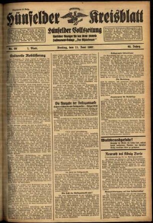 Erste Ausgabe vom Freitag, den 11. Juni 1937.
