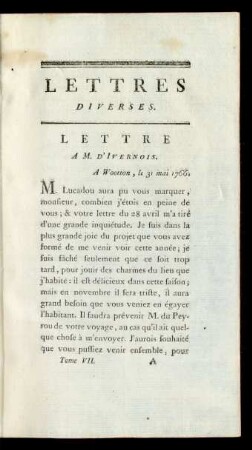 Lettres Diverses.