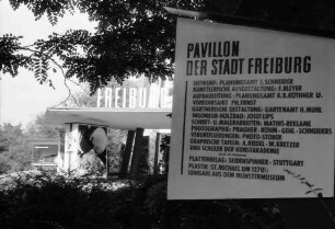 Stuttgart: Landesausstellung, Schrifttafel zum Freiburg-Pavillon
