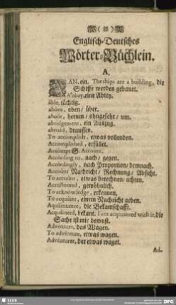 Englisch-Deutsches Wörter-Büchlein