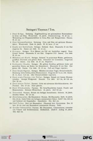 Steingut/ Fayence/ Ton (Nr. 1-25)