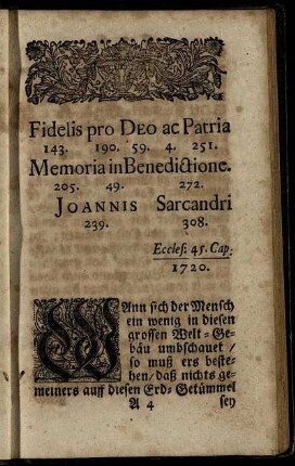 Fidelis pro Deo ac Patria Memoria in Benedictione
