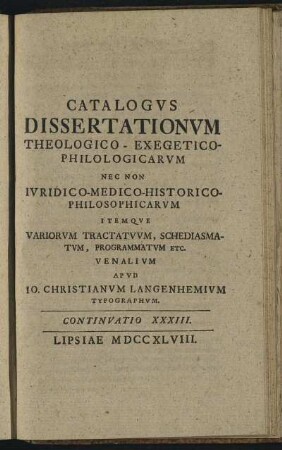 Continuatio XXXIII. Lipsiae M DCC XLVIII.