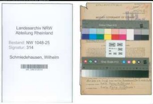 Entnazifizierung Wilhelm Schmiedehausen , geb. 07.09.1888 (Kaufmaennischer Angestellter)