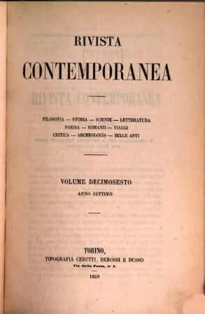 Rivista contemporanea. 16. 1859 = A. 7