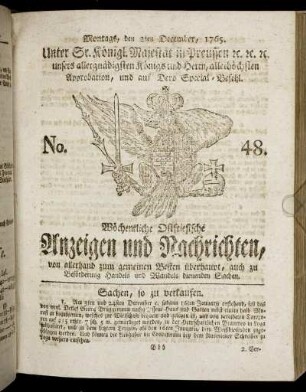 No. 48. Montags, den 2ten December, 1765.