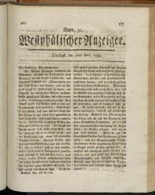 Num. 30. Dienstags, den 16ten April. 1799