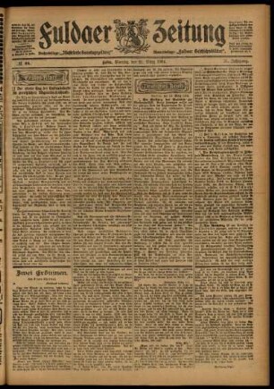 Erste Ausgabe vom Montag, den 21. März 1904.