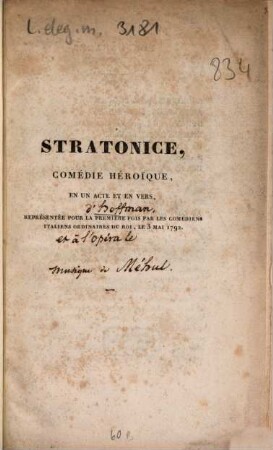 Stratonice : Comédie héorïque, en un acte et en vers