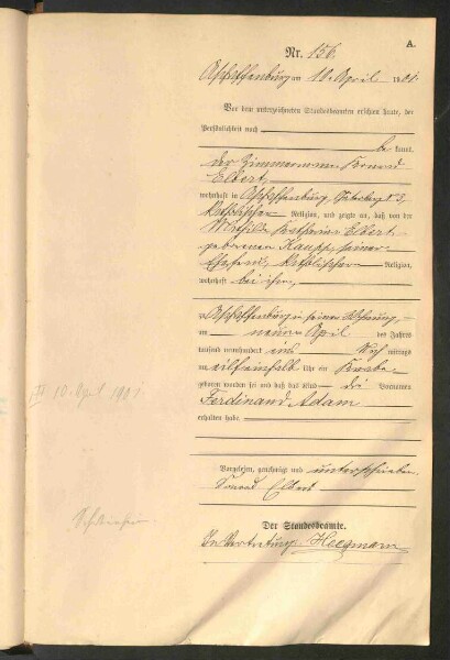 Standesamtsbuch der Stadt Aschaffenburg: Geburten 365/1900 - 184/1901