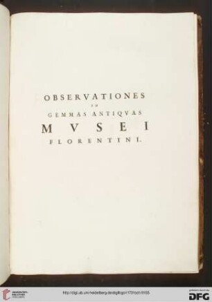 Observationes in gemmas antiquas Musei Florentini