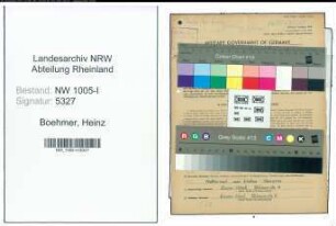 Entnazifizierung Heinz Boehmer , geb. 25.02.1920 (Heizungs-Techniker)