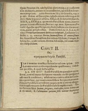 Caput II. De πςαγματολογια Paradisi.