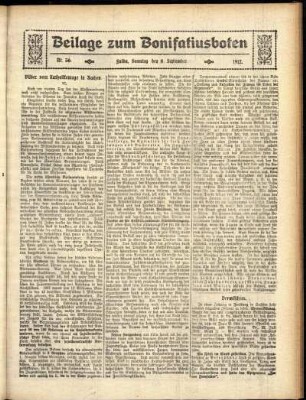 Zweite Ausgabe vom Sonntag, den 08. September 1912.