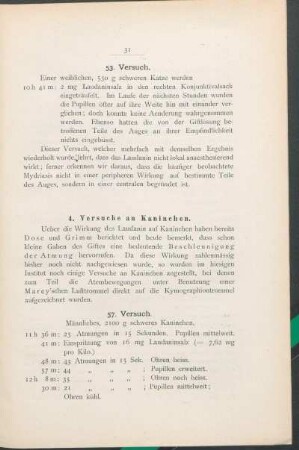 4. Versuche an Kaninchen.
