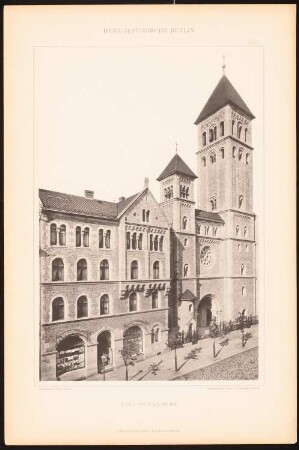 Herz-Jesu-Kirche, Berlin-Prenzlauer Berg: Perspektivische Ansicht von der Straßenseite