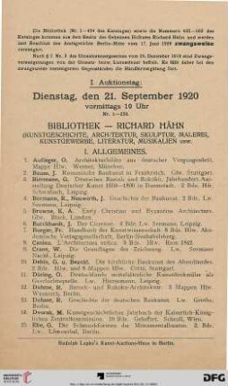 Dienstag, vormittags 10 Uhr (Nr. 1-250)