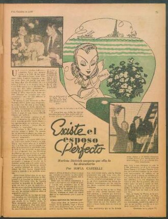 Existe el esposo perfecto : Marlene Dietrich asegura que ella lo ha descubierto