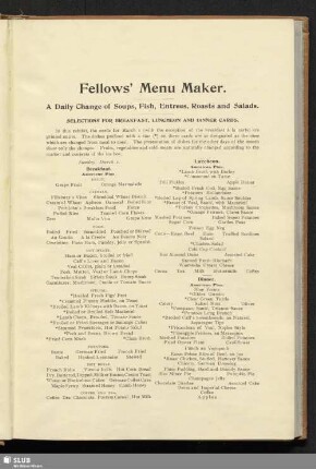 A daily change of soups, fish, entrees, roasts and salads