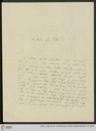 Nachlass Karl Ullmann: Brief von Gotthard Victor Lechler an Carl Ullmann