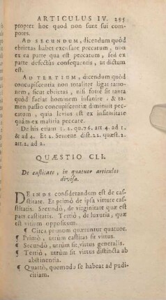 Quaestio CLI. De castitate, in quatuor articulos divisa.