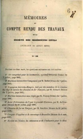 Mémoires de la Société des Ingénieurs Civils de France. 29. 1876, Nr. 4