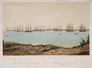 Die Französische Flotte im Kieler Hafen, von der Baumschule aus gesehen.